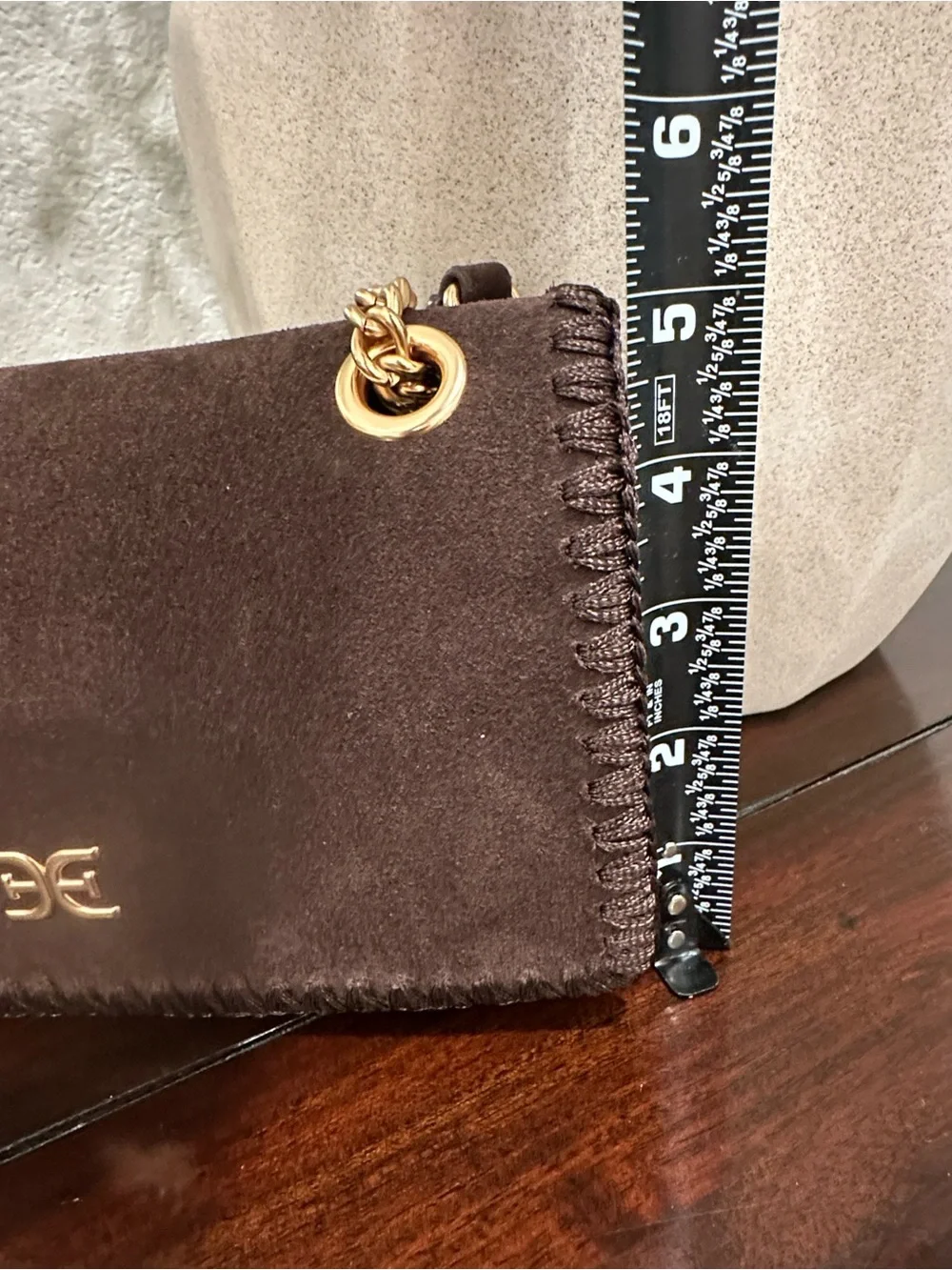 Sam Edelman Brown Suede and Gold Chain Crossbody Bag